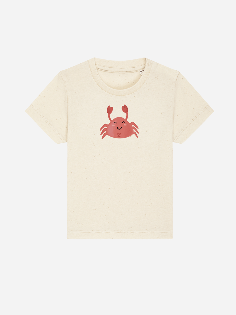 Bio-Kleinkind T-Shirt 'Sternzeichen Krebs' - personalisierbar Farbe: Natur Vorderansicht