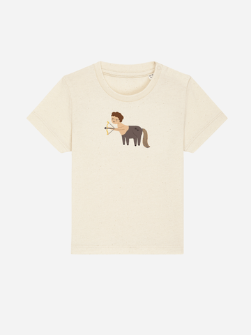 Bio-Kleinkind T-Shirt 'Sternzeichen Schütze' - personalisierbar Farbe: Natur Vorderansicht