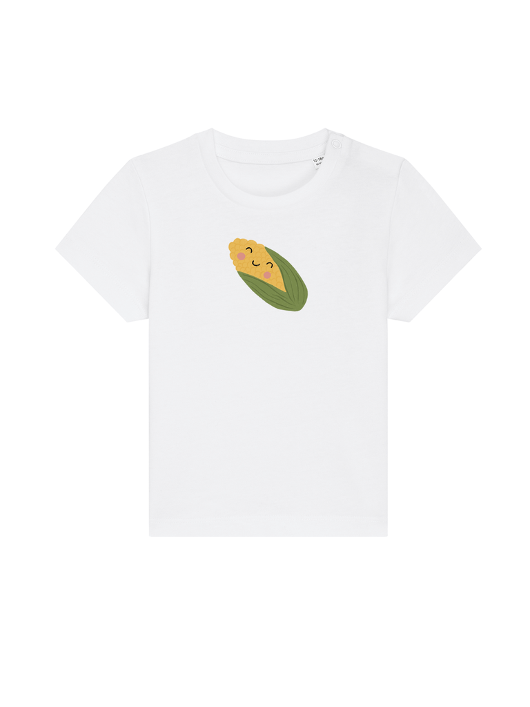 Bio-Kleinkind T-Shirt 'Mais' - personalisierbar Farbe: Weiß Vorderansicht