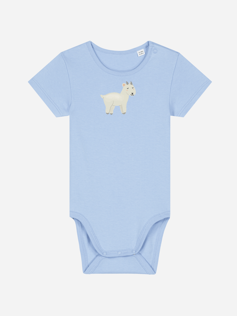 Bio-Baby Body 'Ziege' - personalisierbar Farbe: Hellblau Bild 1