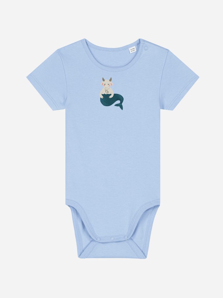 Bio-Baby Body 'Sternzeichen Steinbock' - personalisierbar Farbe: Hellblau Bild 1