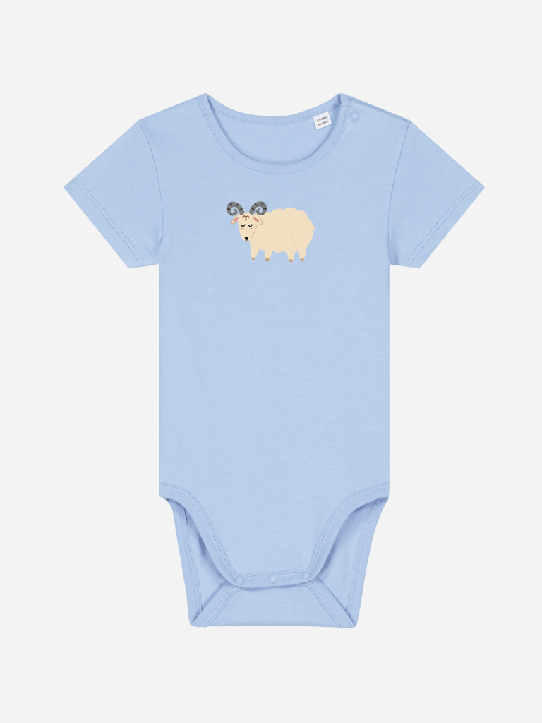 Bio-Baby Body 'Sternzeichen Widder' - personalisierbar Farbe: Hellblau Bild 1