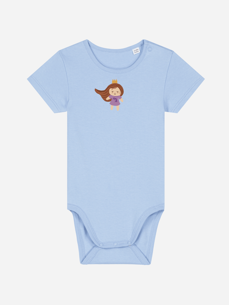 Bio-Baby Body 'Sternzeichen Jungfrau' - personalisierbar Farbe: Hellblau Bild 1