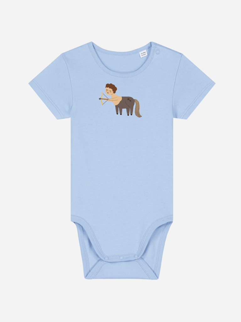 Bio-Baby Body 'Sternzeichen Schütze' - personalisierbar Farbe: Hellblau Bild 1