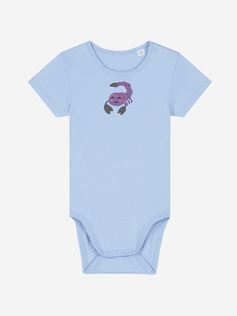 Bio-Baby Body 'Sternzeichen Skorpion' - personalisierbar Farbe: Hellblau Bild 1