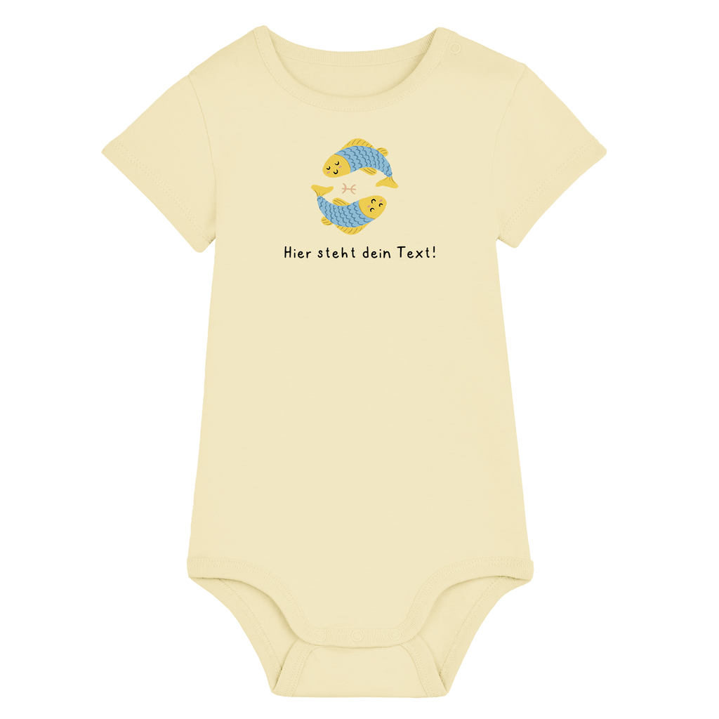Personalisierbarer Bio-Baby Body Motiv 'Sternzeichen Fische' – Geschenk zur Geburt, Taufe oder zum 1. Geburtstag 