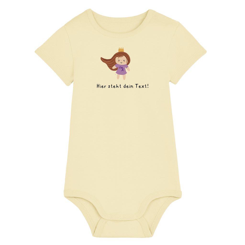 Personalisierbarer Bio-Baby Body Motiv 'Sternzeichen Jungfrau' – Geschenk zur Geburt, Taufe oder zum 1. Geburtstag 