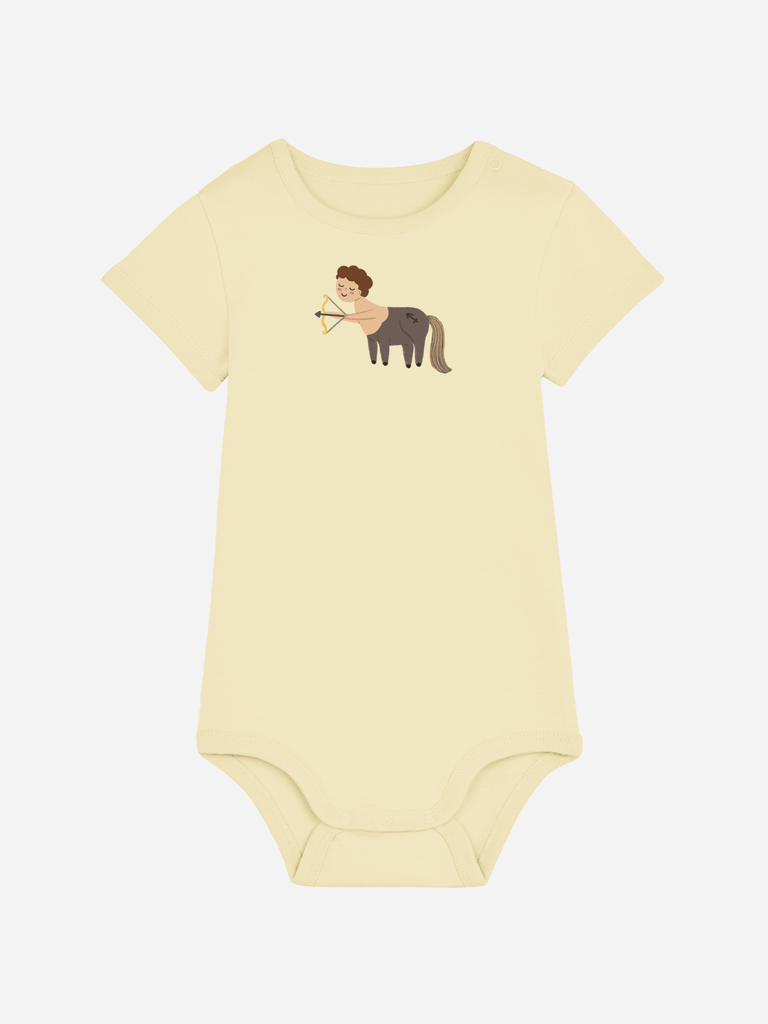 Bio-Baby Body 'Sternzeichen Schütze' - personalisierbar Farbe: Gelb Bild 1