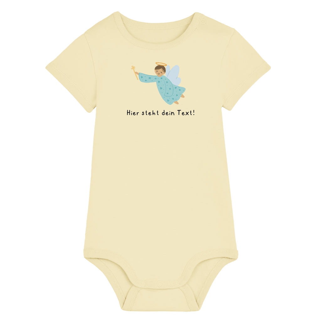 Personalisierbarer Bio-Baby Body Motiv 'Schutzengel' – Geschenk zur Geburt, Taufe oder zum 1. Geburtstag 