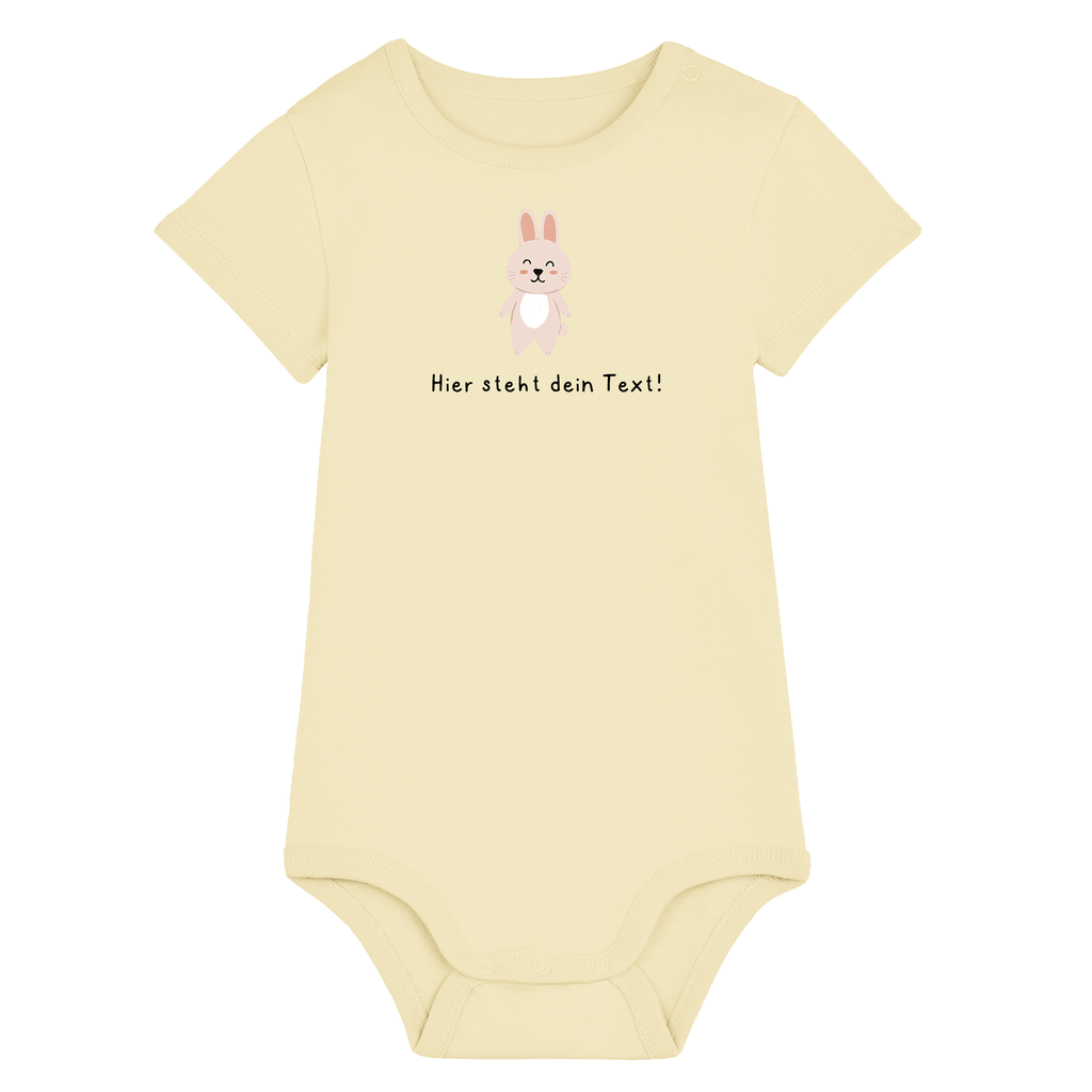 Personalisierbarer Bio-Baby Body Motiv 'Hase' – Geschenk zur Geburt, Taufe oder zum 1. Geburtstag 