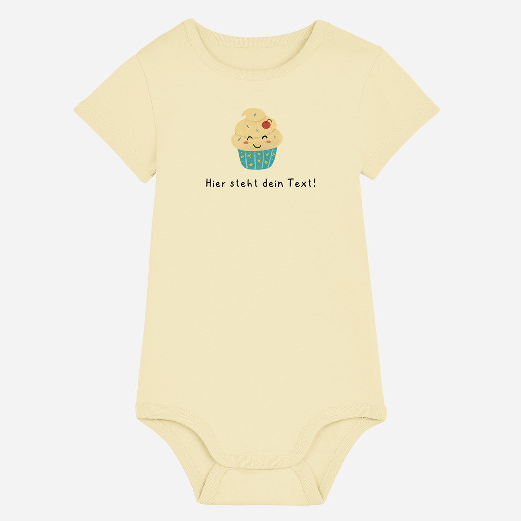 Personalisierbarer Bio-Baby Body Motiv 'Cupcake' – Geschenk zur Geburt, Taufe oder zum 1. Geburtstag 