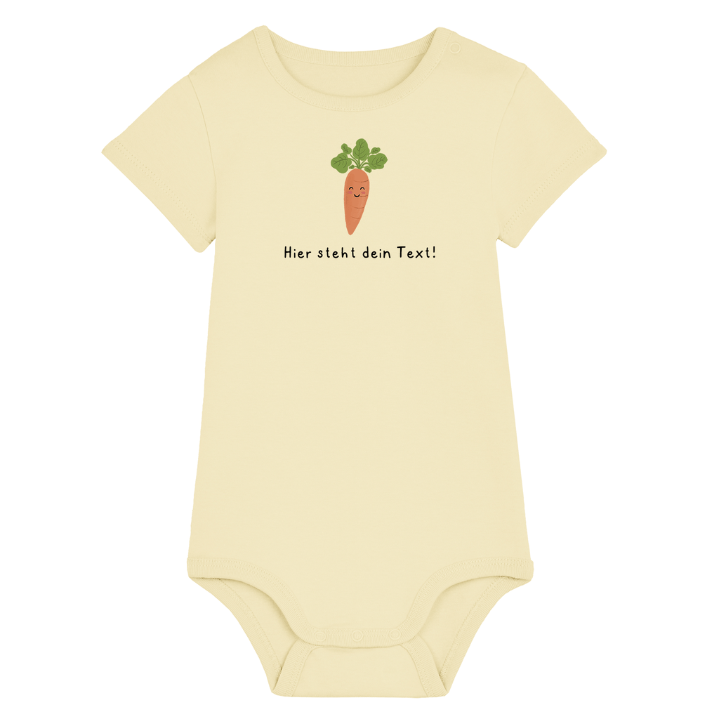 Personalisierbarer Bio-Baby Body Motiv 'Karotte' – Geschenk zur Geburt, Taufe oder zum 1. Geburtstag