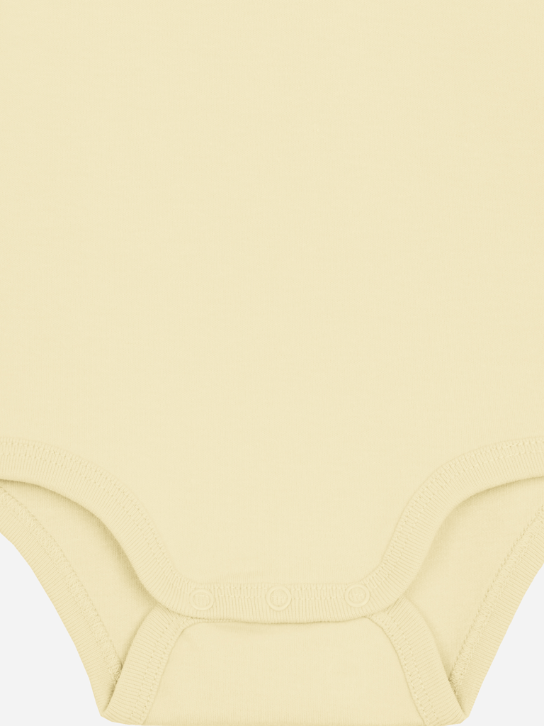 Bleibendes Geschenk zur Geburt oder Taufe: Personalisierter Baby-Body (0–2 J.) 'Sonne', Detailbild 2 in Gelb
