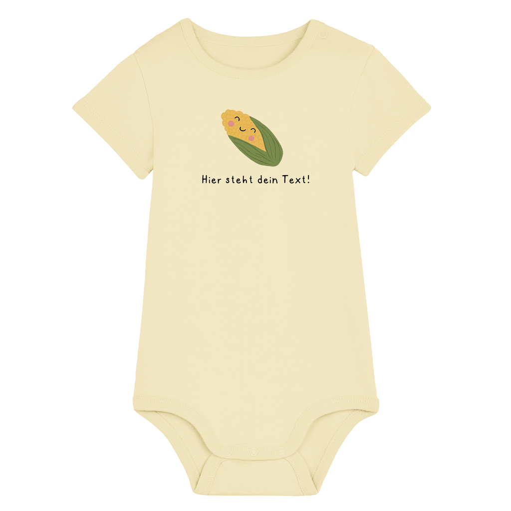 Personalisierbarer Bio-Baby Body Motiv 'Mais' – Geschenk zur Geburt, Taufe oder zum 1. Geburtstag 