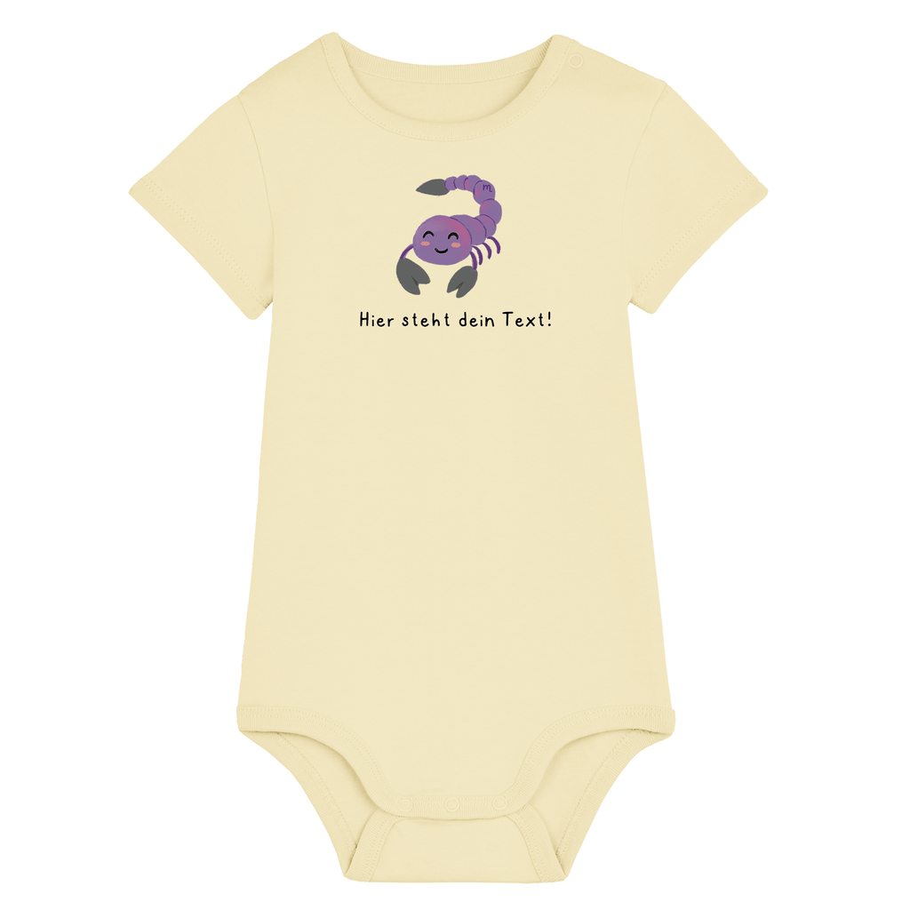 Personalisierbarer Bio-Baby Body Motiv 'Sternzeichen Skorpion' – Geschenk zur Geburt, Taufe oder zum 1. Geburtstag 