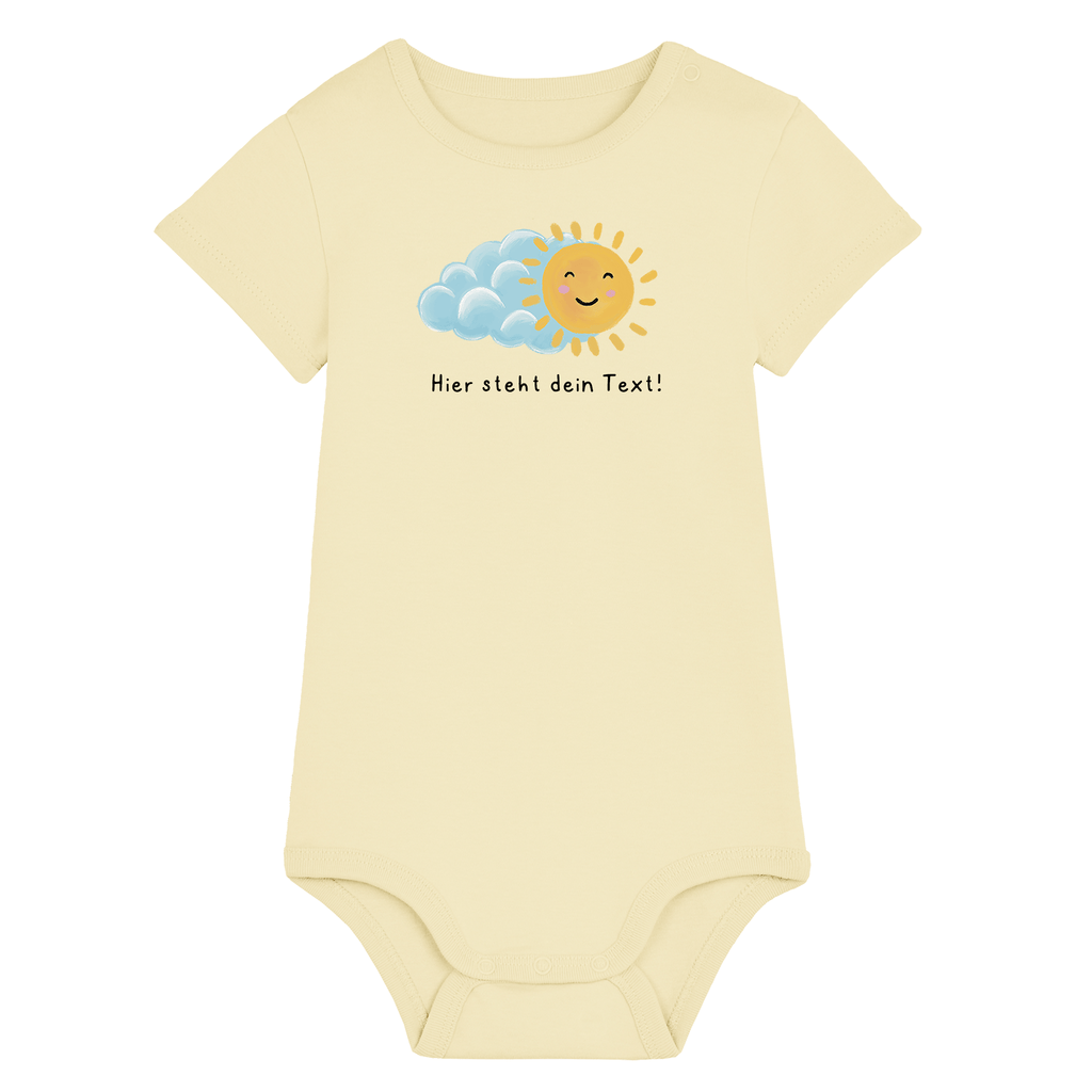 Personalisierbarer Bio-Baby Body Motiv 'Sonne' – Geschenk zur Geburt, Taufe oder zum 1. Geburtstag 