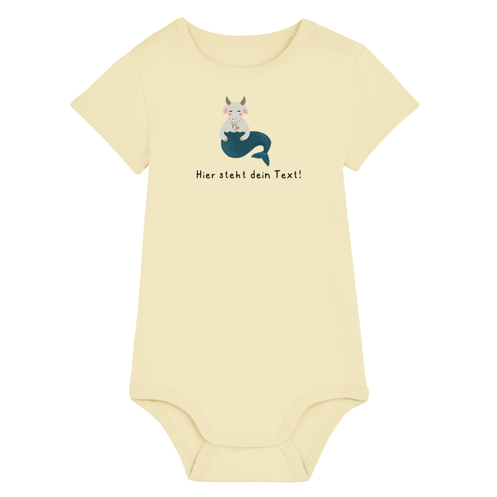Personalisierbarer Bio-Baby Body Motiv 'Sternzeichen Steinbock' – Geschenk zur Geburt, Taufe oder zum 1. Geburtstag 