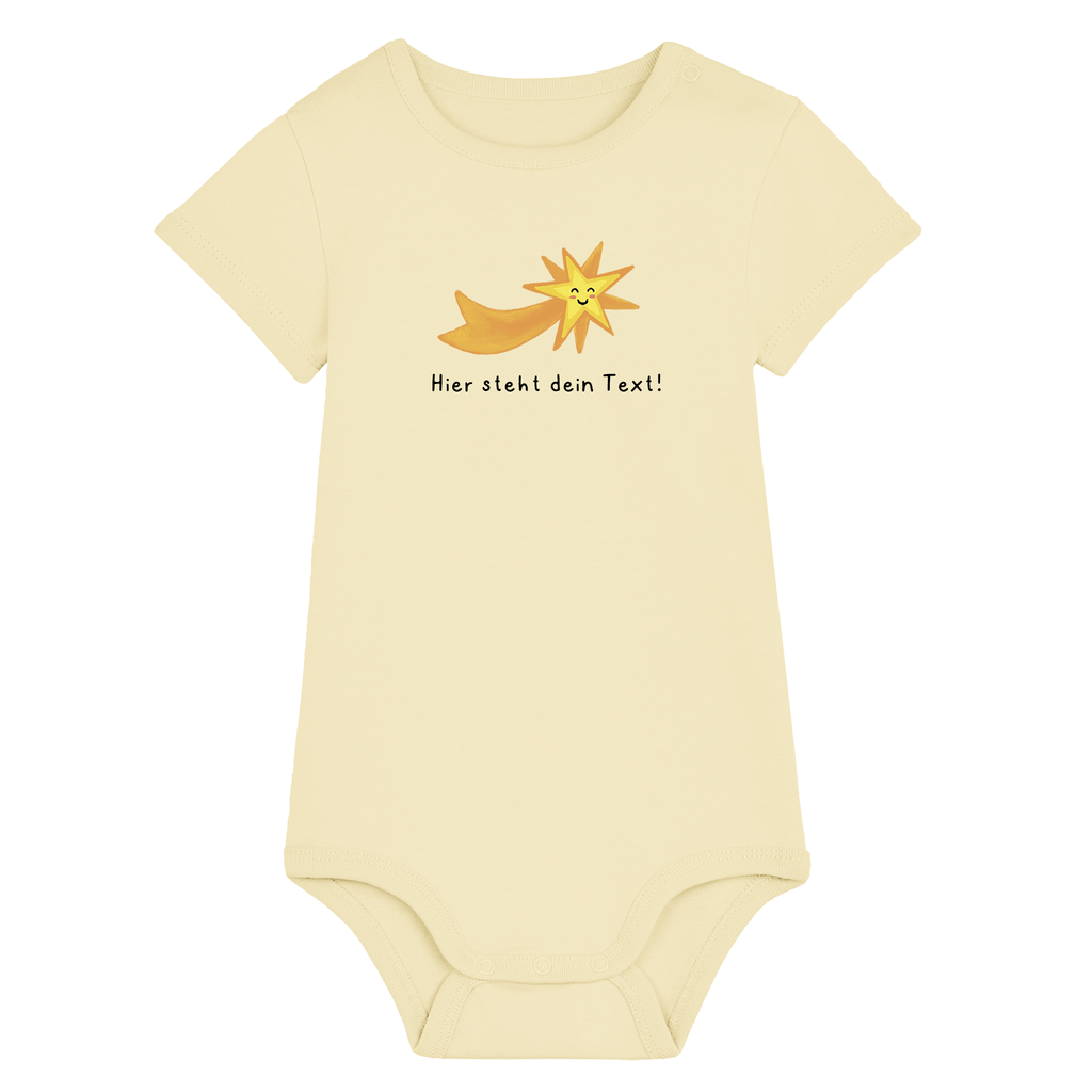 Personalisierbarer Bio-Baby Body Motiv 'Sternschnuppe' – Geschenk zur Geburt, Taufe oder zum 1. Geburtstag 