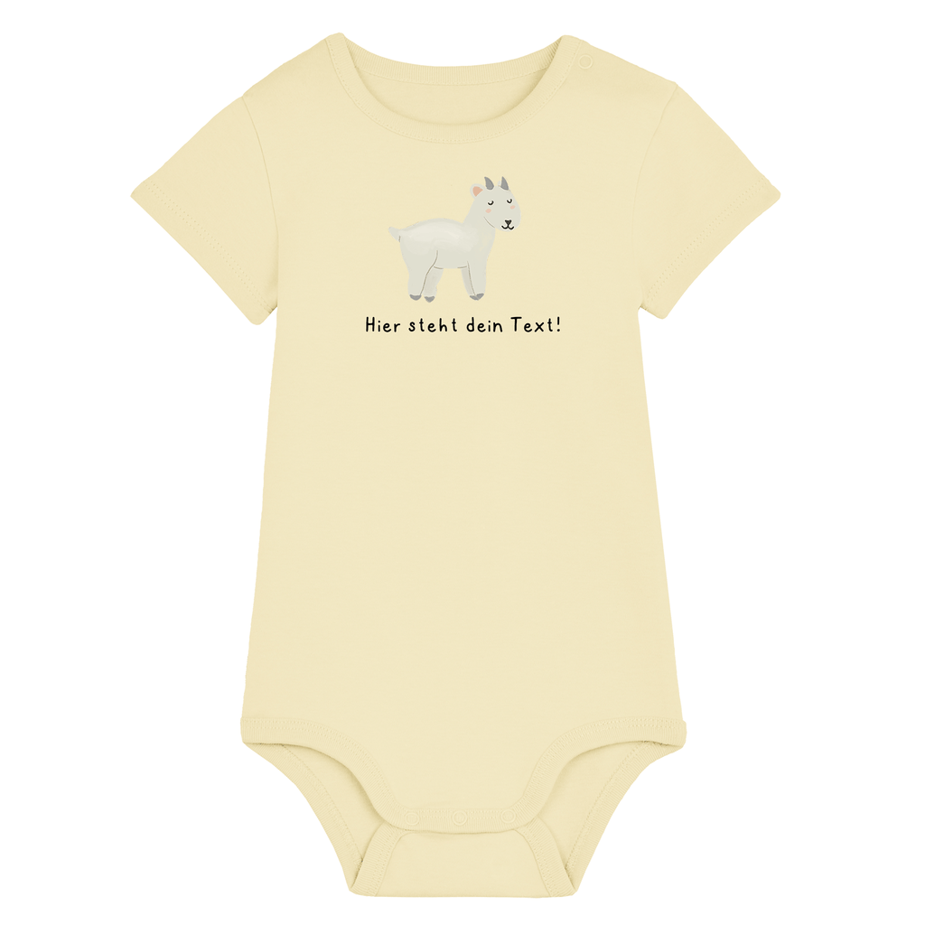 Personalisierbarer Bio-Baby Body Motiv 'Ziege' – Geschenk zur Geburt, Taufe oder zum 1. Geburtstag 