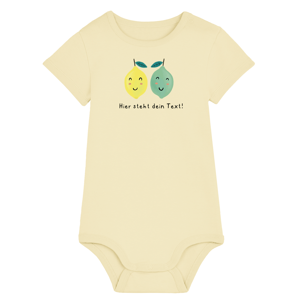 Personalisierbarer Bio-Baby Body Motiv 'Zitrone/Limette' – Geschenk zur Geburt, Taufe oder zum 1. Geburtstag 