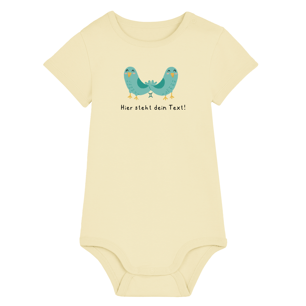 Personalisierbarer Bio-Baby Body Motiv 'Sternzeichen Zwilling' – Geschenk zur Geburt, Taufe oder zum 1. Geburtstag 