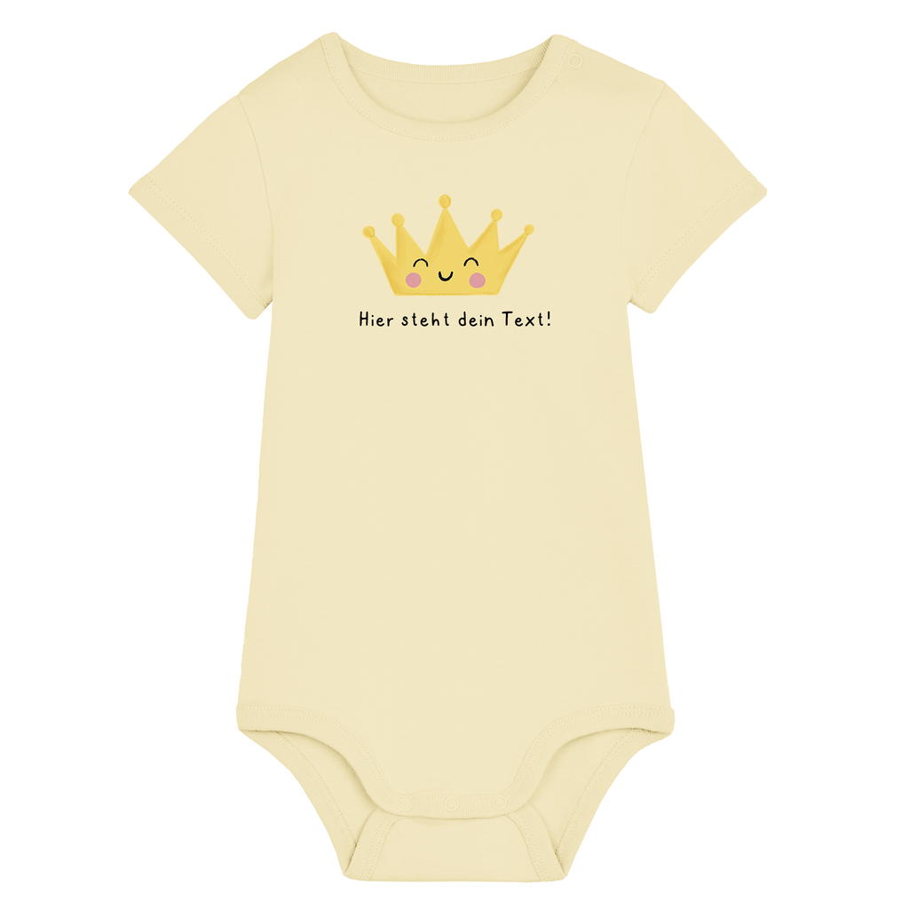 Personalisierbarer Bio-Baby Body Motiv 'Krone' – Geschenk zur Geburt, Taufe oder zum 1. Geburtstag 