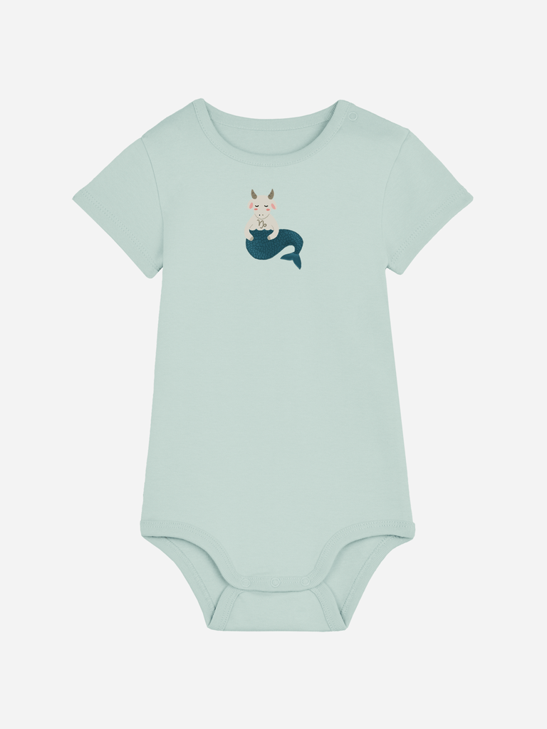 Bio-Baby Body 'Sternzeichen Steinbock' - personalisierbar Farbe: Türkis Bild 1