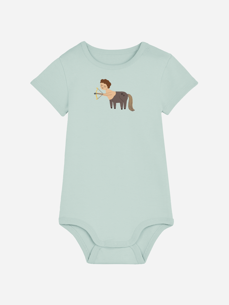 Bio-Baby Body 'Sternzeichen Schütze' - personalisierbar Farbe: Türkis Bild 1
