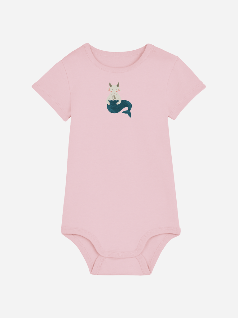 Bio-Baby Body 'Sternzeichen Steinbock' - personalisierbar Farbe: Rosa Bild 1