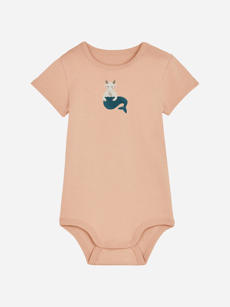 Bio-Baby Body 'Sternzeichen Steinbock' - personalisierbar Farbe: Orange Bild 1