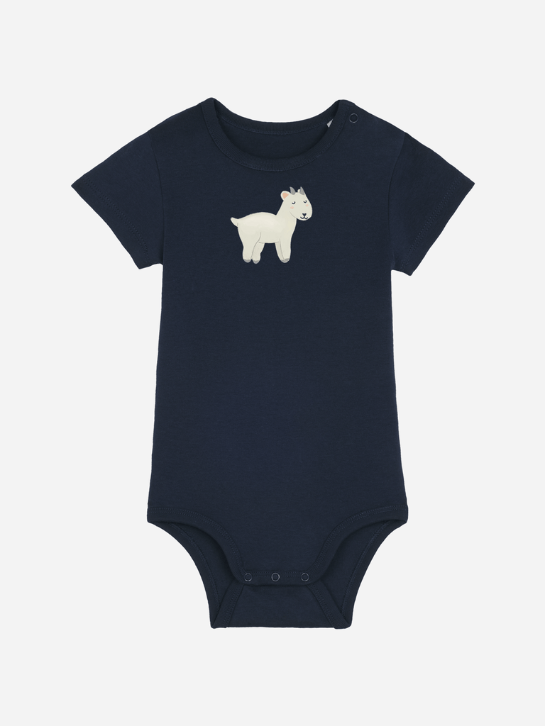 Bio-Baby Body 'Ziege' - personalisierbar Farbe: Marineblau Bild 1