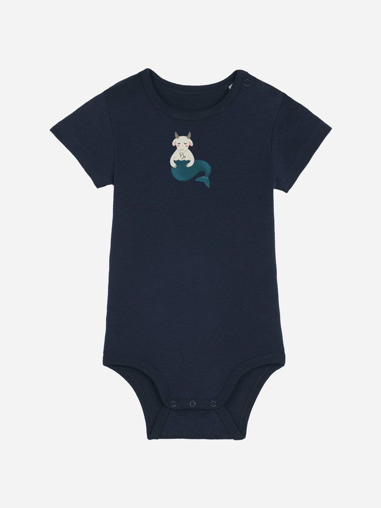 Bio-Baby Body 'Sternzeichen Steinbock' - personalisierbar Farbe: Marineblau Bild 1