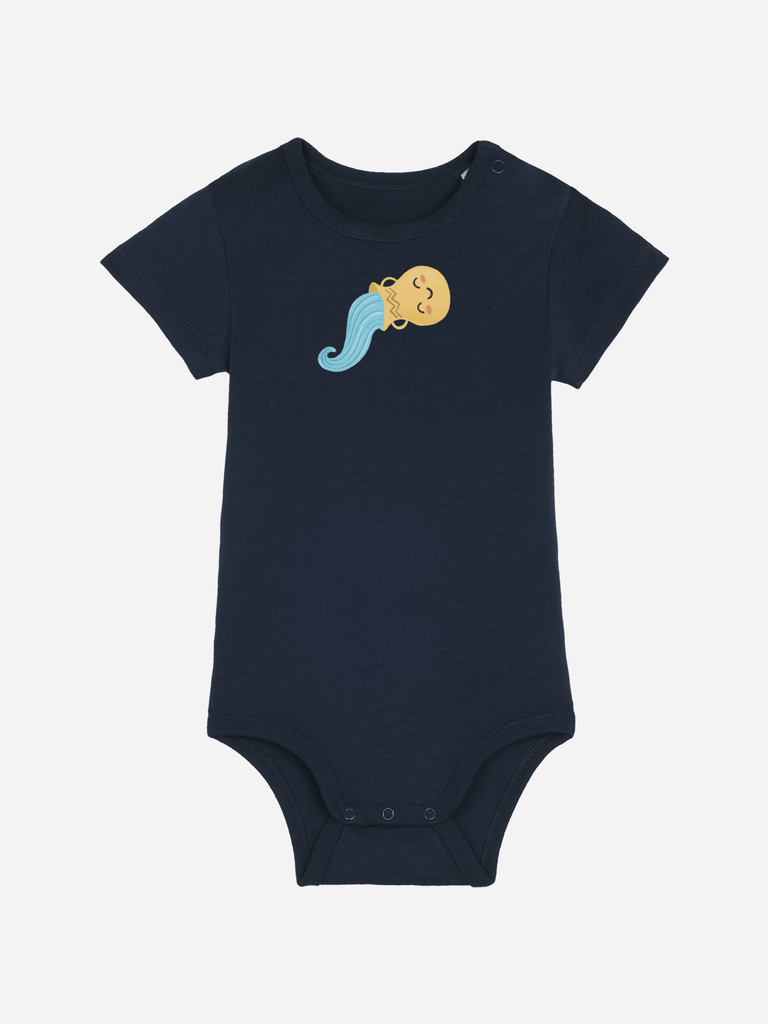 Bio-Baby Body 'Sternzeichen Wassermann' - personalisierbar Farbe: Marineblau Bild 1