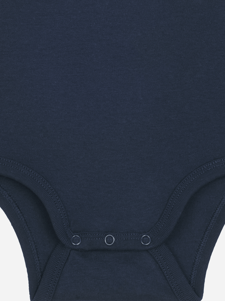Personalisierter Baby-Body in Dunkelblau für 0-2 Jahre mit Druckknöpfen, ideal als Geschenk zu Ostern und Geburt.