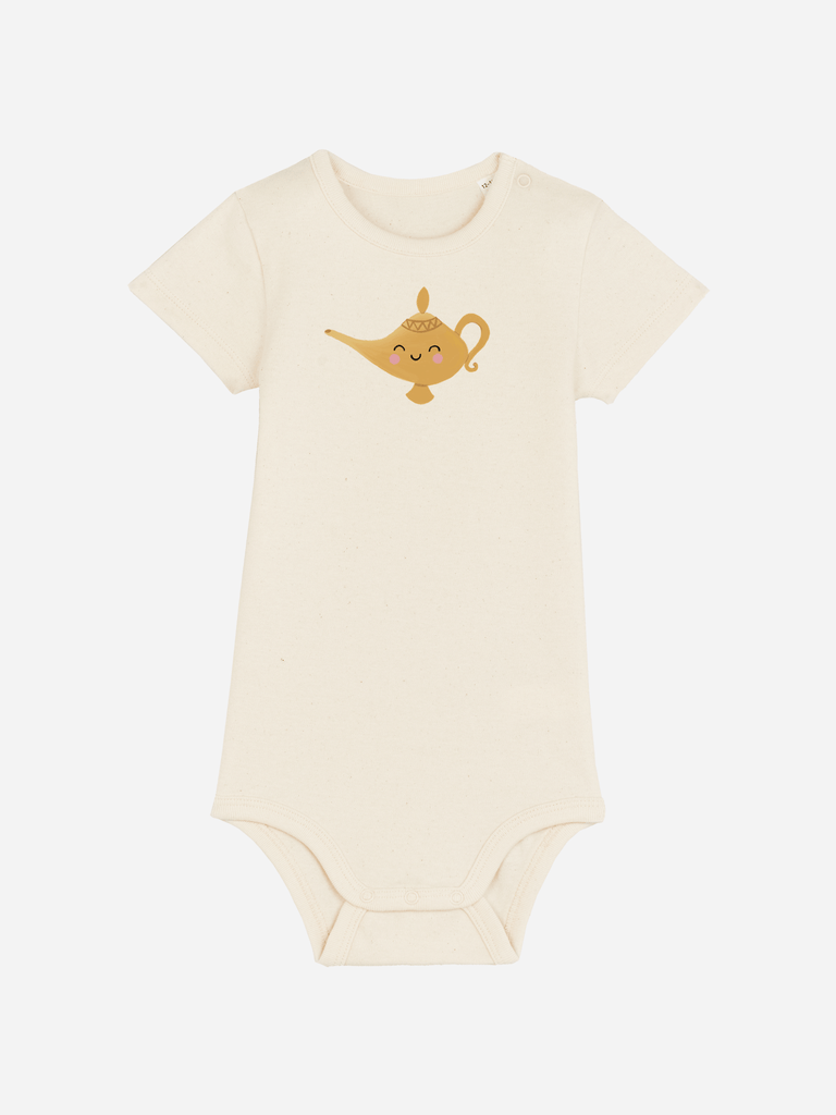 Personalisierter Baby-Body mit zauberhafter Wunderlampe für Mädchen und Jungen von 0–2 Jahren.