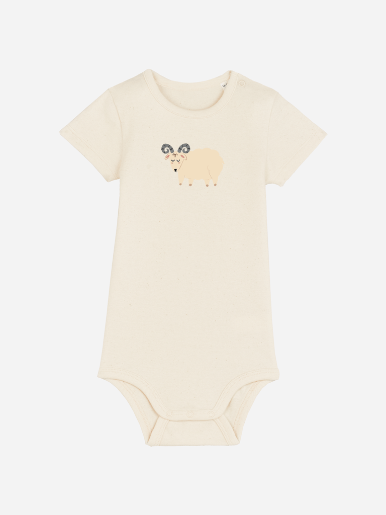 Bio-Baby Body 'Sternzeichen Widder' - personalisierbar Farbe: Beige Bild 1