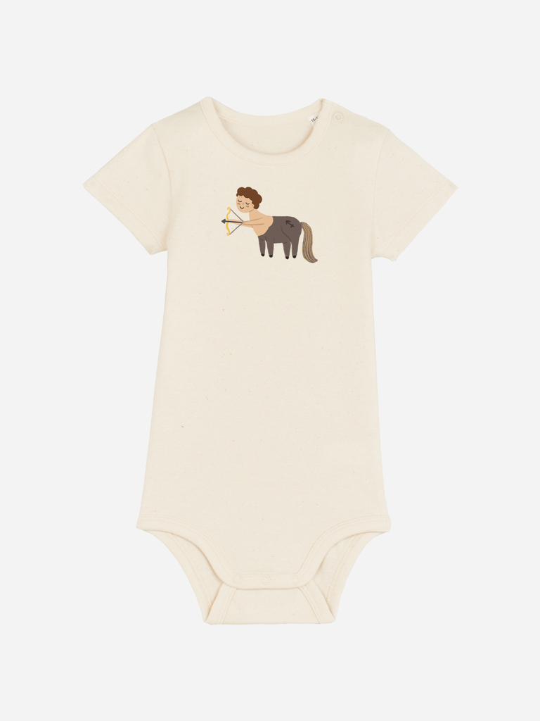 Bio-Baby Body 'Sternzeichen Schütze' - personalisierbar Farbe: Beige Bild 1