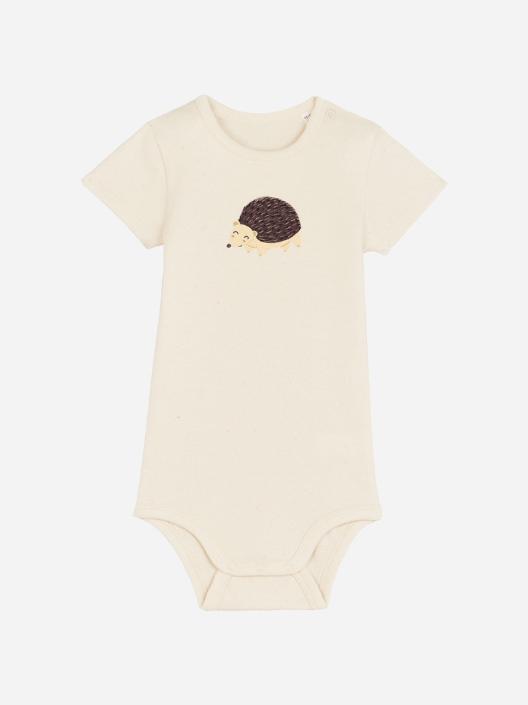 Personalisierter Baby-Body in Bio-Baumwolle mit süßem Igel-Motiv für 0-2 Jahre, ideal als Geschenk zur Geburt.
