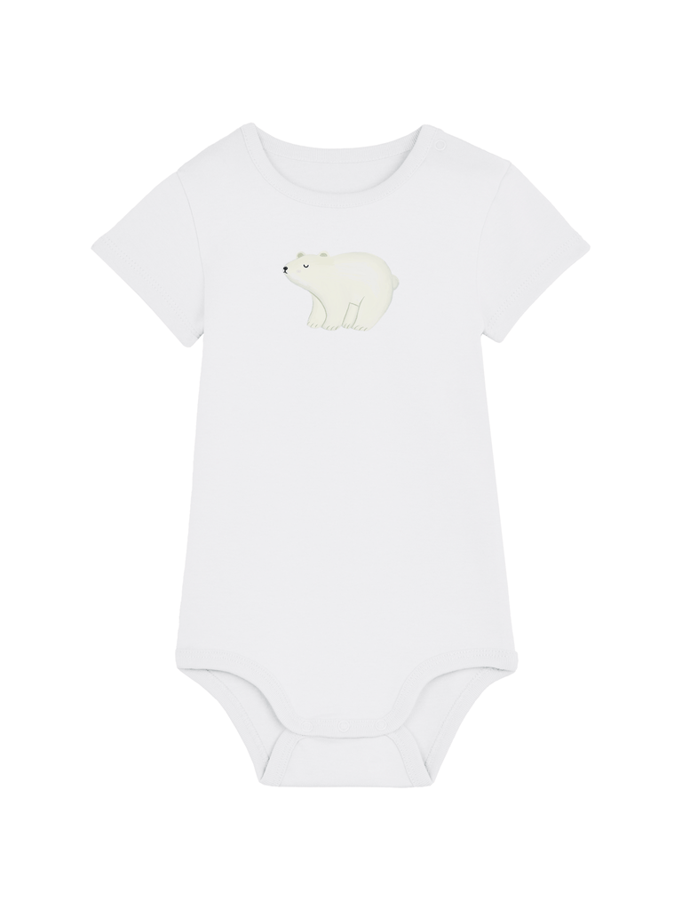 Personalisierter Baby-Body mit Eisbär-Motiv für Jungen und Mädchen, ideal als Geschenk zu Weihnachten.