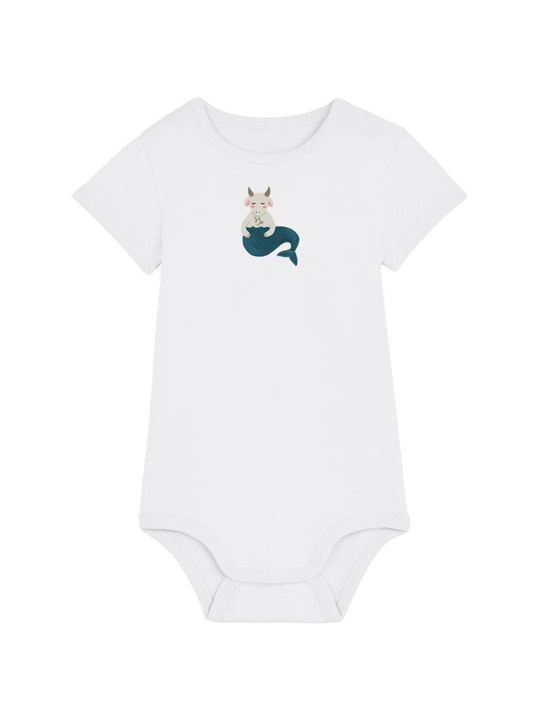 Bio-Baby Body 'Sternzeichen Steinbock' - personalisierbar Farbe: Weiß Bild 1