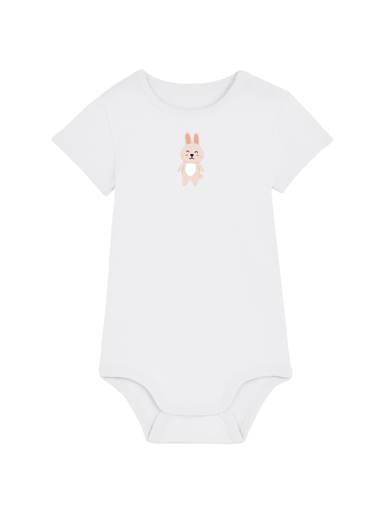 Personalisierter Baby-Body mit Hase-Motiv für Babys von 0-2 Jahren, ideal als Geschenk zu Ostern und Geburt.