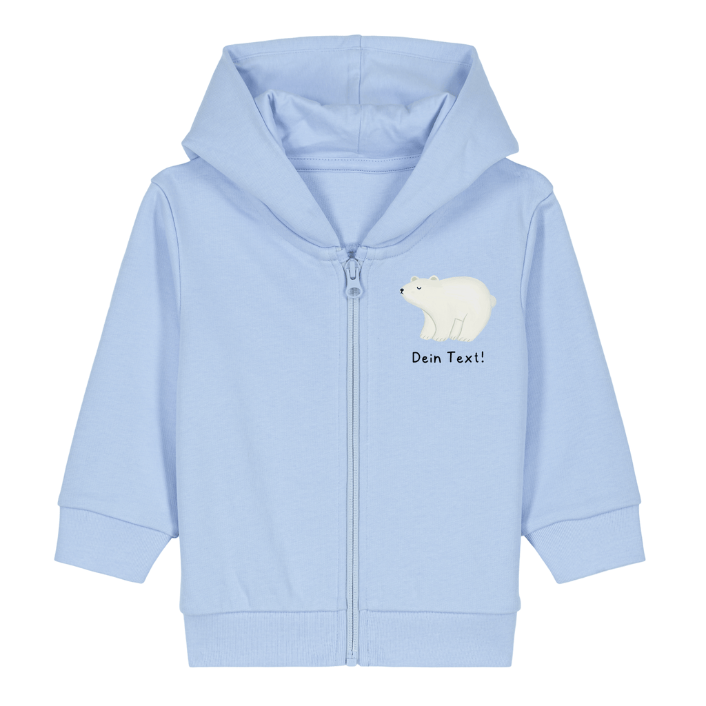 Personalisierbare Bio-Sweatjacke Motiv 'Eisbär' – Geschenk zur Geburt, Taufe oder zum 1. Geburtstag 