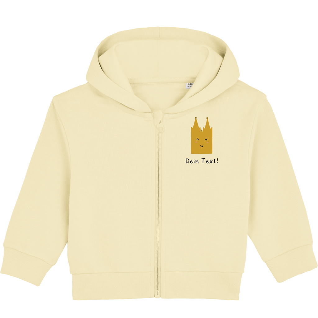 Personalisierbare Bio-Sweatjacke Motiv 'Dom' – Geschenk zur Geburt, Taufe oder zum 1. Geburtstag 