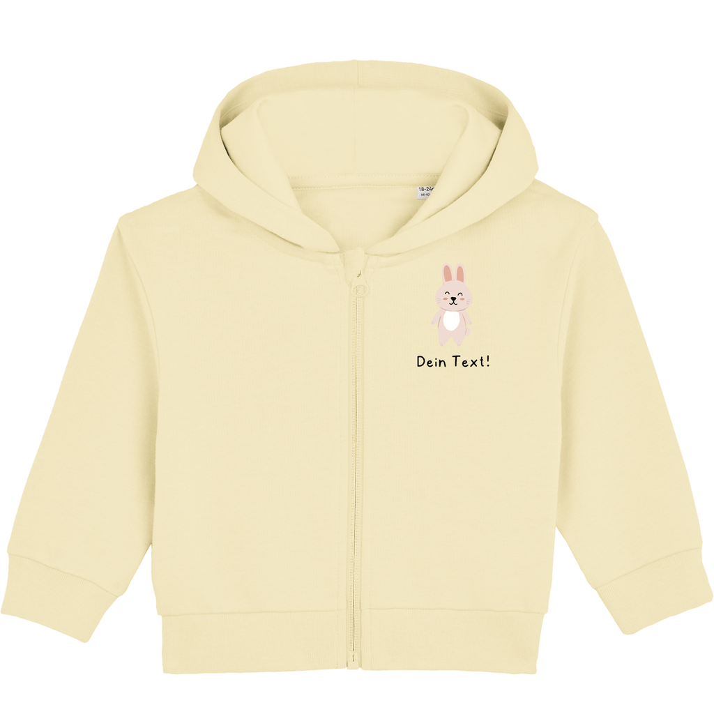 Personalisierbare Bio-Sweatjacke Motiv 'Hase' – Geschenk zur Geburt, Taufe oder zum 1. Geburtstag 