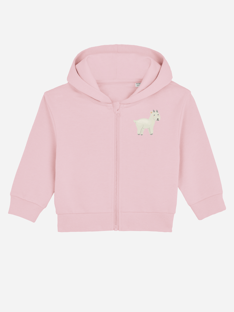Bio-Baby & Kleinkind Sweatjacke 'Ziege' Farbe: Rosa Vorderansicht
