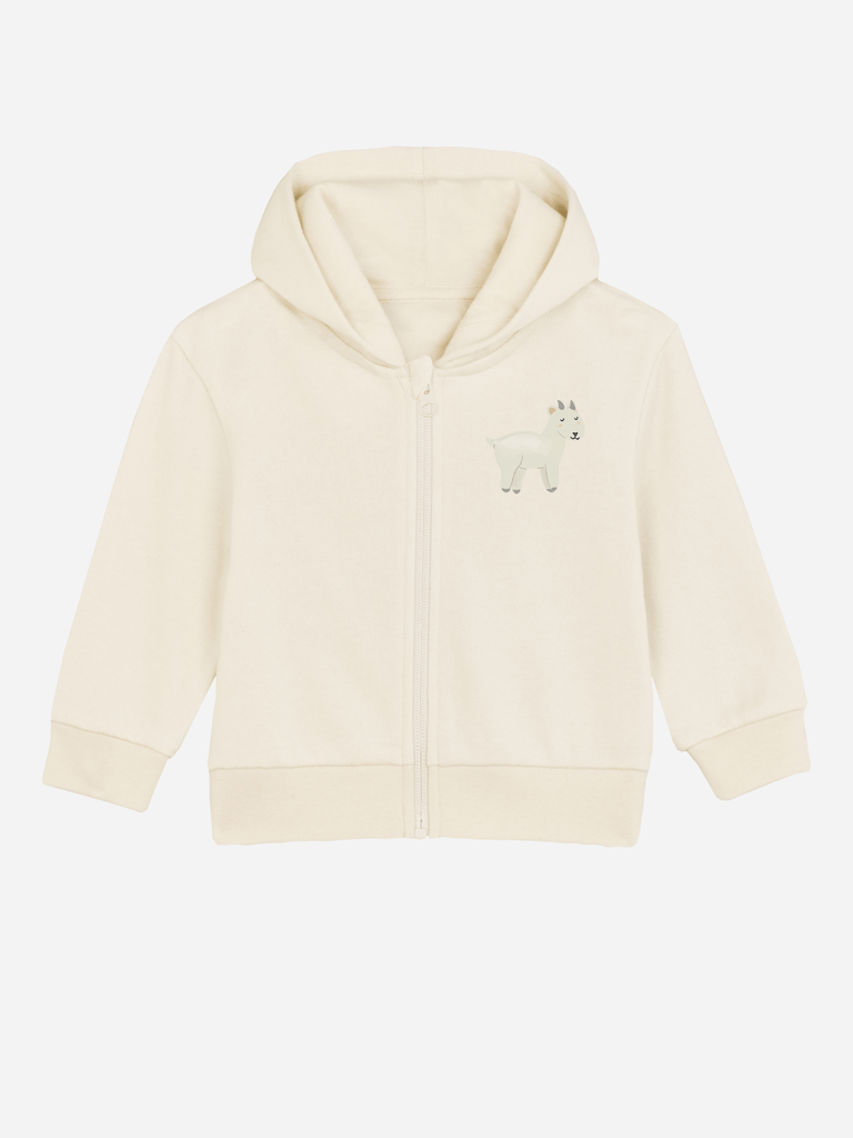 Bio-Baby & Kleinkind Sweatjacke 'Ziege' Farbe: Beige Vorderansicht