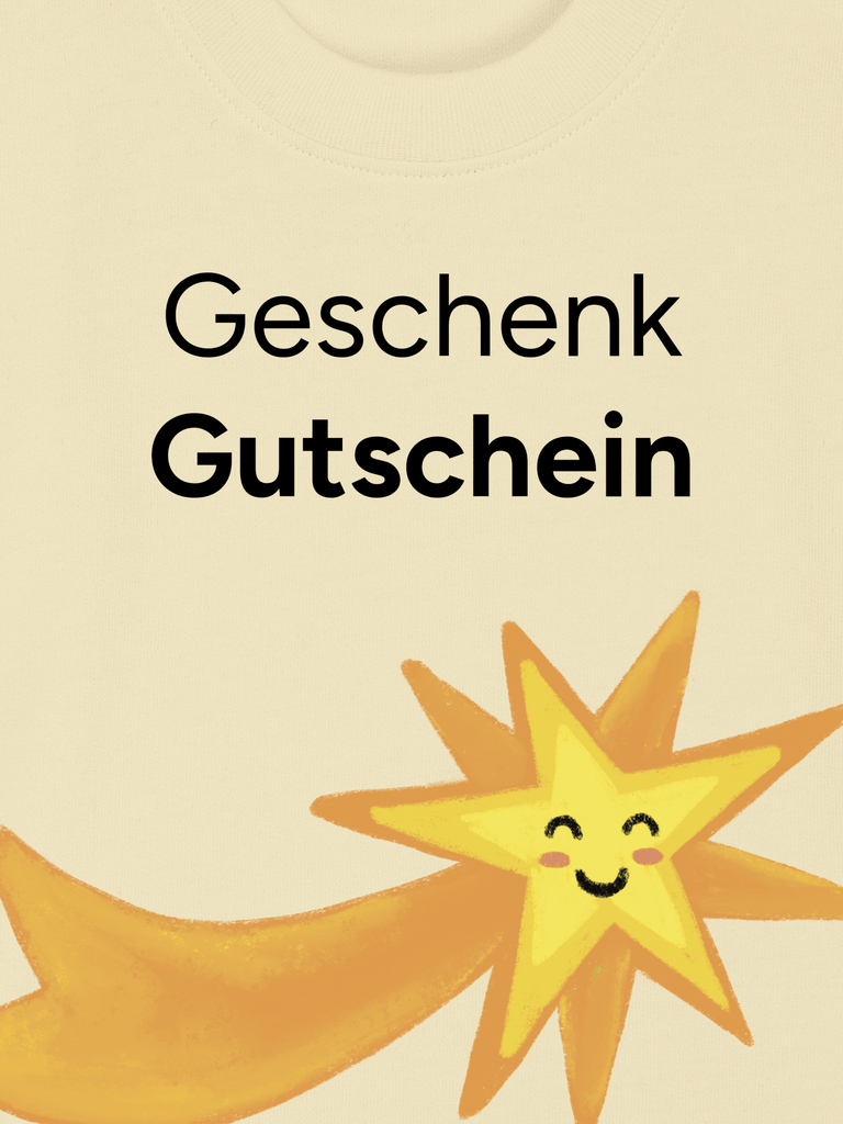 Geschenk Gutschein mit lächelndem Stern-Design, ideal für nachhaltige Geschenke von Liebe & Geschenke.