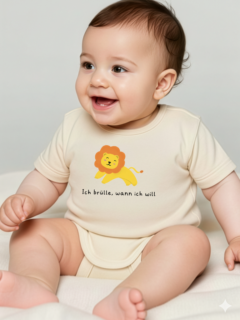 Außergewöhnliche Babykleidung: Personalisierter Baby-Body "Löwe" in 8 Farben erhältlich von Liebe & Geschenke.