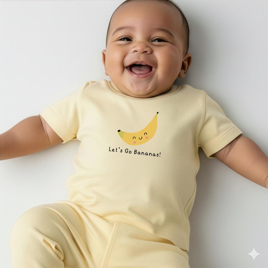 Babykleidung mit Spruch: Personalisierbares Bio-T-Shirt in 8 Farben erhältlich auf liebeundgeschenke.de.