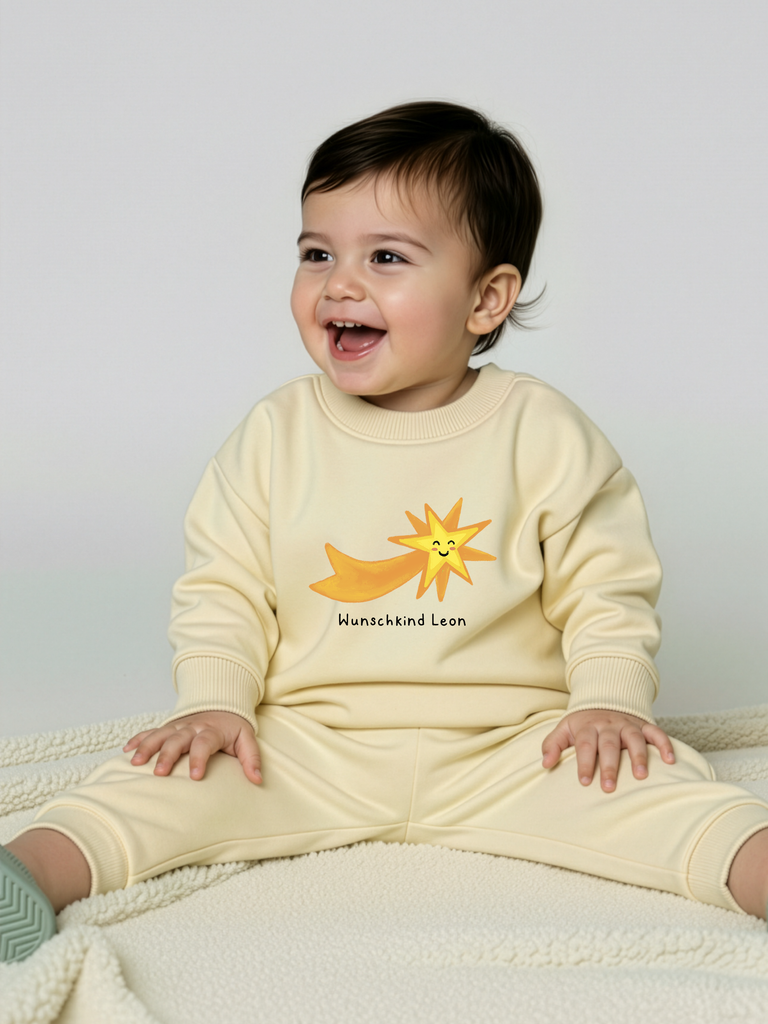 Persönliches Baby-Geschenk: Personalisierbarer Bio-Pullover in 6 Farben erhältlich bei Liebe & Geschenke.